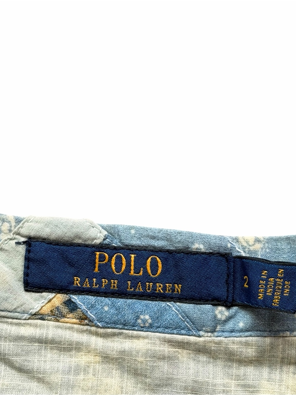 NWT rare Vtg Polo Ralph Lauren Light Blue Patchwork A-Line folk quilt Midi Skirt - Picture 2 of 6